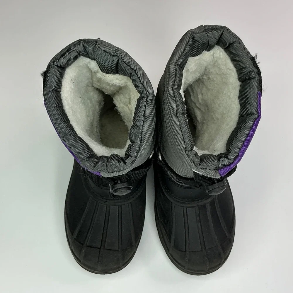 Black Gray Purple Snow Boots Kids Size 10 Waterproof Winter B84143I